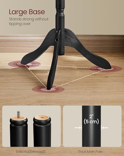 VASAGLE Freestanding Coat Rack, Rubber Wood Coat Tree - Image 4