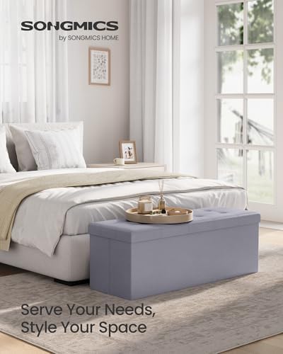 SONGMICS Storage Ottoman Bench, 43.3 Inches Folding Foot Rest Stool - Image 3