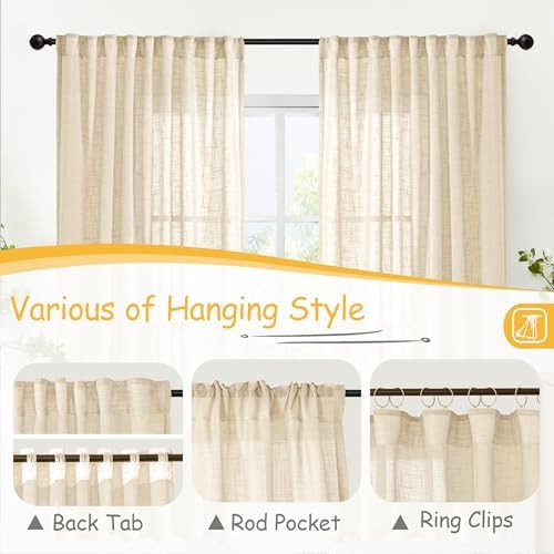 YoungsTex Natural Linen Curtains 90 Inch Length 2 Panels - Image 6