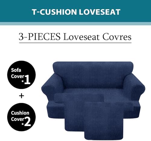 T Cushion Loveseat Slipcover 3 Pieces Sofa Covers - Image 3