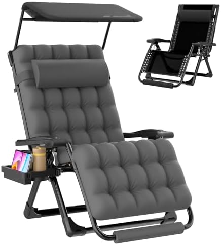 Suteck Zero Gravity Chair with Canopy, 33In XXL Oversized Lounge Chair by Suteck