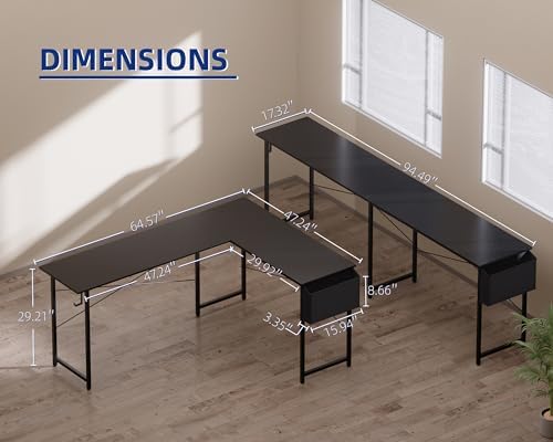 Pamray 64.5 Inch Reversible L Shaped Gaming Desk Large Corner Computer Desk - Image 3