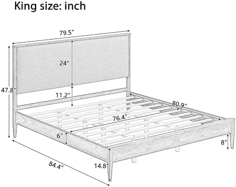 Merax Mid Century Modern Bed Frame - Image 2