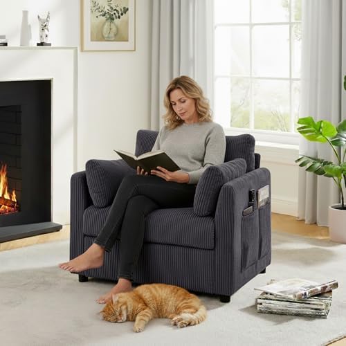 Mofolit 38“ Modern Corduory Accent Chair - Image 5