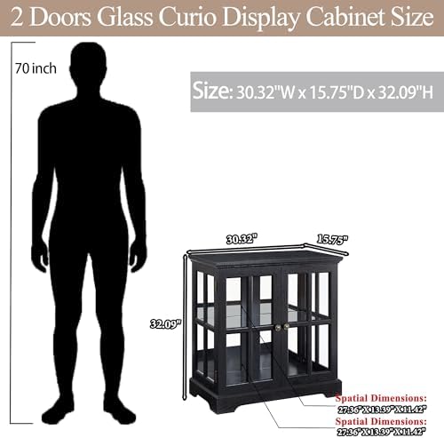 30" Glass Curio Display Storage Cabinet - Image 2