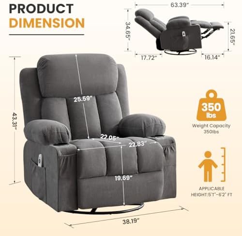 Swivel Rocker Recliner Chair - Image 2
