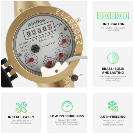 DN15 1/2" NPT Gallon Water Meter, Lead Free Meter, Cold Water Meter - Image 3