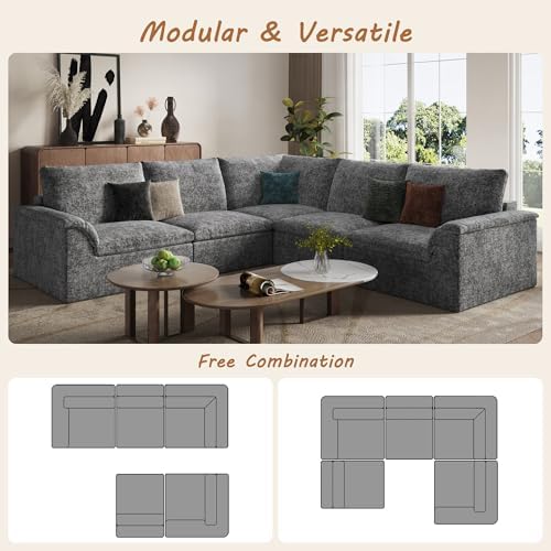 EASE MOOSE 115" V Shaped Sofa, Modular Boneless Couches - Image 5