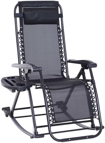 Outsunny Outdoor Rocking Chairs Zero Gravity Lounge Rocker Black by Outsunny