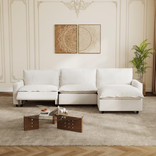 L-Shaped Power Recliner Modular Sectional Couch, 116 Inch Cloud Sofa by LovingAHome