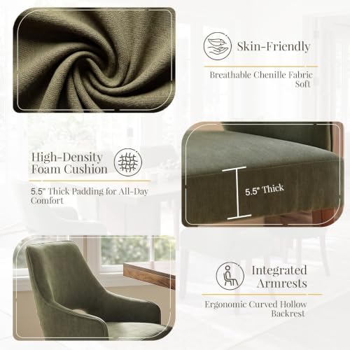 Chenille Upholstered Dining Chairs Set of 6 - Image 3
