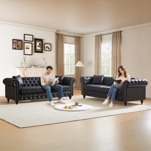 2 Piece Mid Century Modern Chesterfield Sofa Set - Image 3