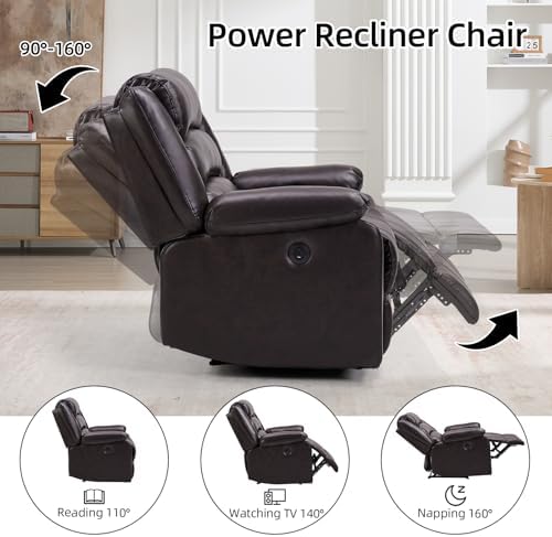 EBELLO Faux Leather Classic Power Recliner Chair, Oversized Electric - Image 5
