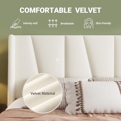 Allewie Full Size Platform Velvet Bed Frame - Image 4