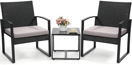 Murago 3-Piece Wicker Patio Bistro Set, Patio Conversation Set by Murago
