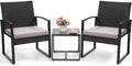 Murago 3-Piece Wicker Patio Bistro Set, Patio Conversation Set by Murago