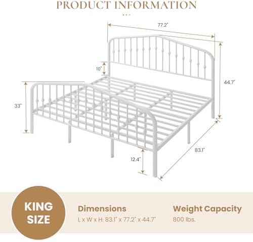 SHA CERLIN King Size Metal Bed Frame - Image 2