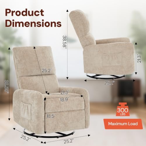 Korser 360° Rocking Chair, Nursery Rocker Chair - Image 2
