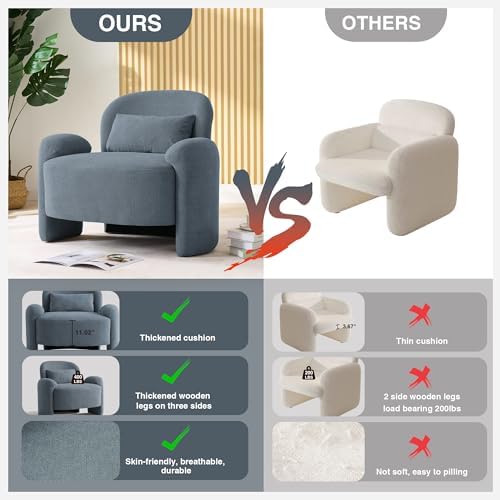 LOULENS Accent Chair Set of 2, Linen Fabric Lounge Armchair - Image 6