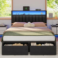 Furnulem Queen Bed Frame with Storage Drawers and Upholstered Headboard by Furnulem