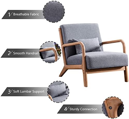 INZOY Mid Century Modern Accent Chair - Image 4