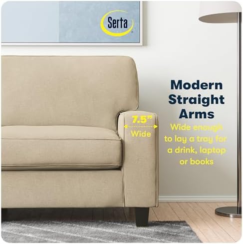 Serta Palisades 78" Track Arm Sofa, Easy Care Polyester, Soft Pillow Back - Image 6