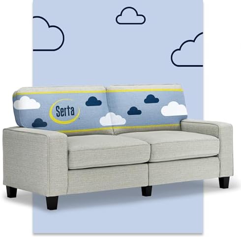 Serta Palisades 73" Track Arm Sofa, Easy Care Polyester, Soft Pillow Back by Serta