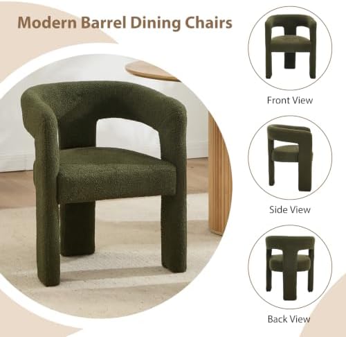 Modern Barrel Dining Chairs Set of 6, No Assembly Sherpa Upholstered Dining - Image 7