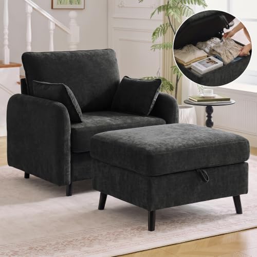 Accent Chair with Ottoman, Storage Reading Chair by CACFTII