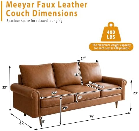 Faux Leather Couch - Image 2