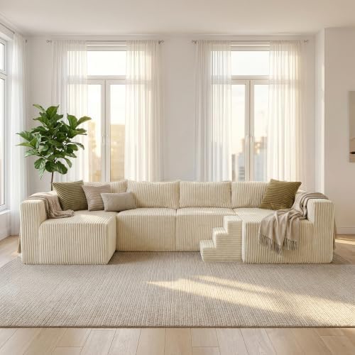 Claiks 128" Modular U Shaped Couch, Deep Seat Sofa by CLAIKS