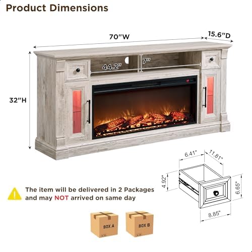 OKD 70" Farmhouse Fireplace TV Stand - Image 6