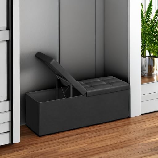 SONGMICS 43.3 Inches Folding Storage Ottoman Bench - Image 5