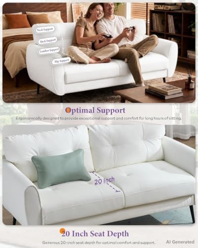 61'' Small Leather Loveseat and Chairs, 3 Piece Living Room Sets - Image 3
