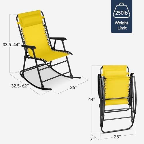 Best Choice Products Outdoor Patio Rocking Chair, Sunflower Yellow - Image 3