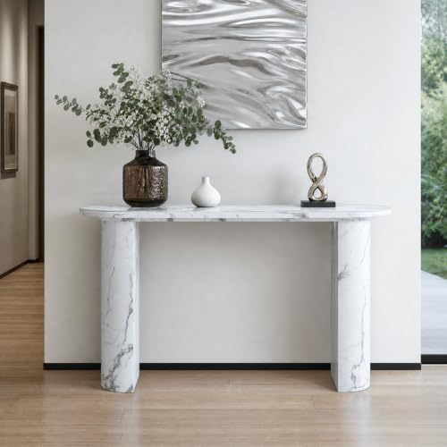 LKTART 55" Console Table, Faux Marble Entryway Table - Image 3