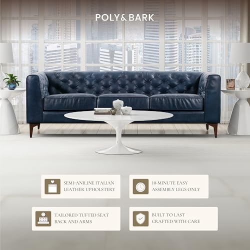 POLY & BARK Essex 89” Full-Grain Italian Leather Sofa – Tufted Back, - Image 6
