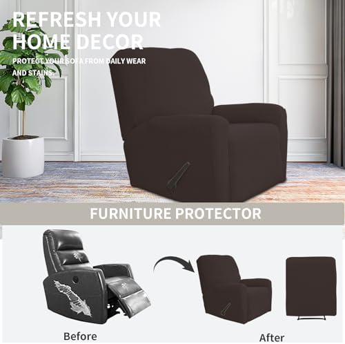 Easy-Going Stretch Recliner Chair Sofa Slipcover Washable Chocolate - Image 4