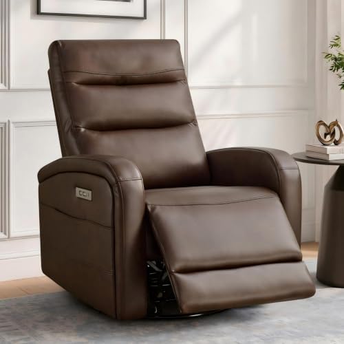 KISLOT Power Swivel Recliner Chair, Faux Leather Recliner 270° Rotation Modern by Kislot