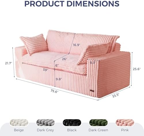 MAXYOYO Boneless Couch, 76-Inch Couch in a Box, Oversized 3-Seater Sofa - Image 2