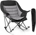 Oversized Heavy Duty Camping Rocking Chair 400lbs, Padded Folding Lawn Rocker by CROS