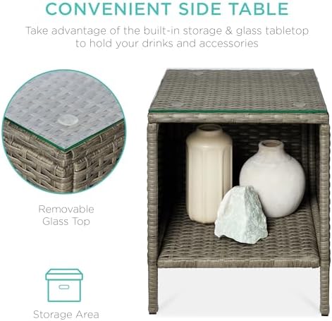Best Choice Products 3-Piece Outdoor Wicker Conversation Bistro Set, Space - Image 3