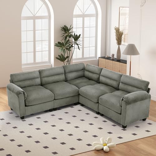 HAOMARKETS 90" Wide Modular Sectional Corner Sofa Couch, Oversized Corduroy L by HAOMARKETS