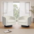Pia Ricco Set of 2 Velvet 360° Swivel Barrel Accent Chair Ivory by PiaRicco