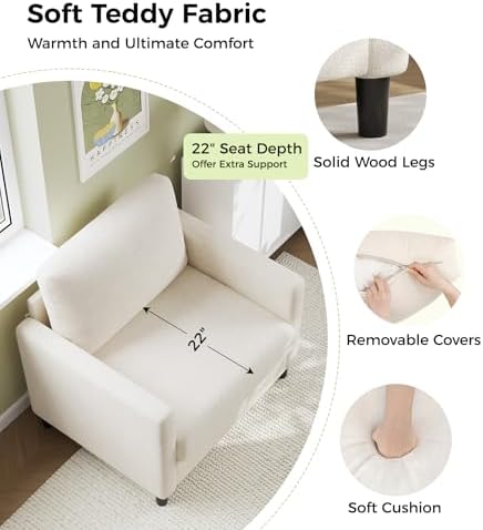 Welzona Sofa Accent Chair, Comfy Teddy Arm Chairs - Image 3