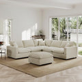 Modern Sectional Linen Couch for Living Room V-Shape Sofas, 6 Seat Modular by Gtilzria