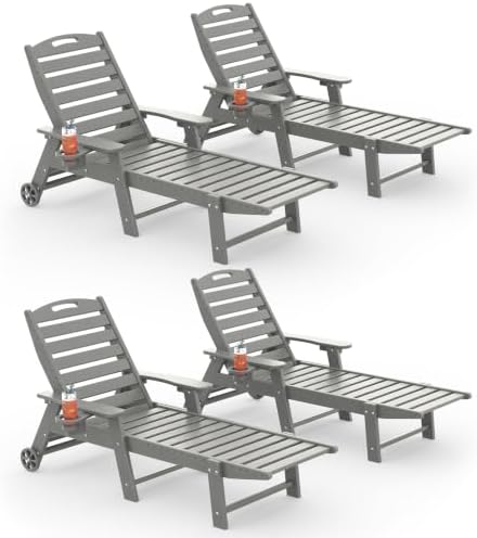 Chaise Lounge Outdoor Set of 4, Lounge Chair Outdoor by Suunyn