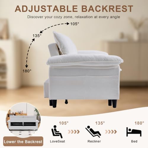73" Sleeper Sofa Bed Full, Pre-Assembled Velvet Pull Out Sofa - Image 3