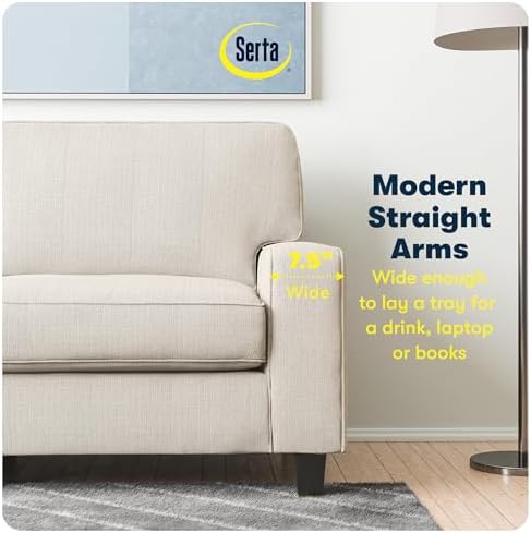 Serta Palisades 73" Track Arm Sofa, Easy Care Polyester, Soft Pillow Back - Image 6