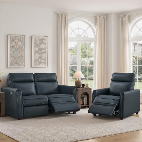 KISLOT Zero Wall 3-Seat Power Recliner Sofa, Wall Hugger Faux Leather Recliner by Kislot